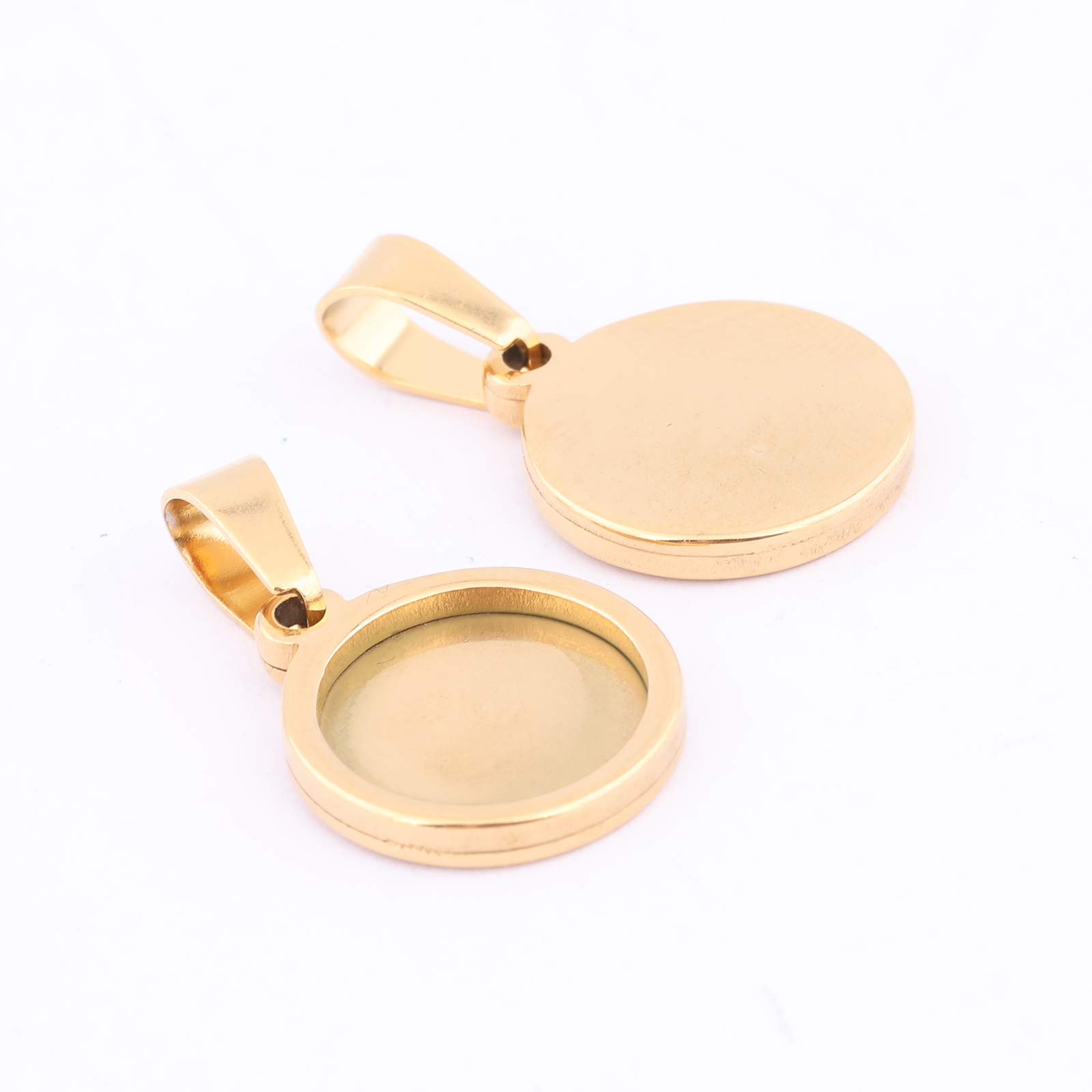 10pcs Gold Plated Black 12mm R - Bezels Set Pendant 评论和价格