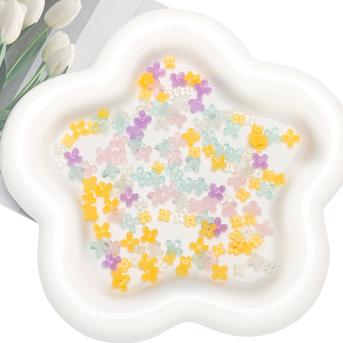 20pcs 5 7mm Resin 4 Petals Flo - Resin Craft Ideas 评论和价格