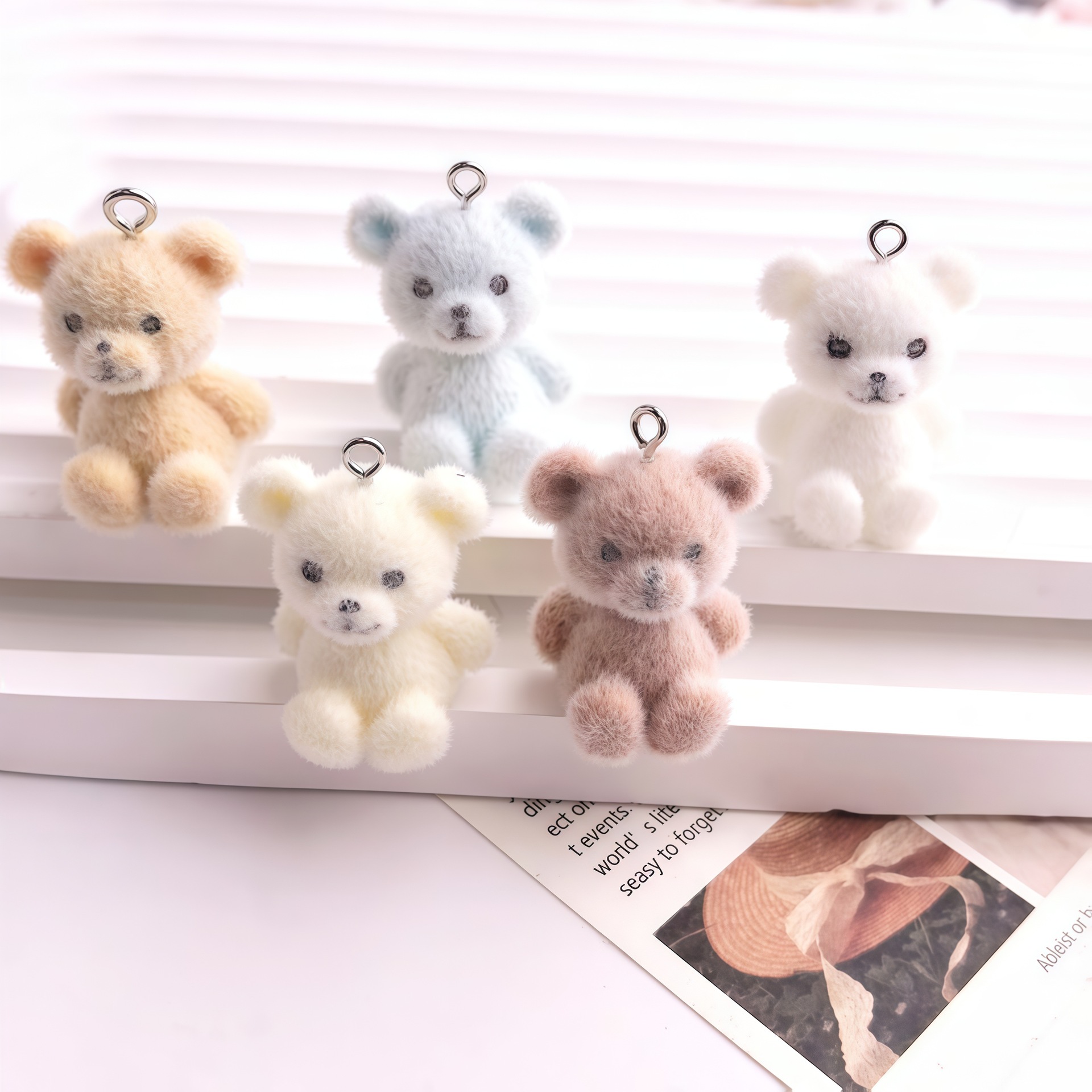 5pcs 3D Flocked Bear Resin Cha - Resin Craft Projects 评论和价格