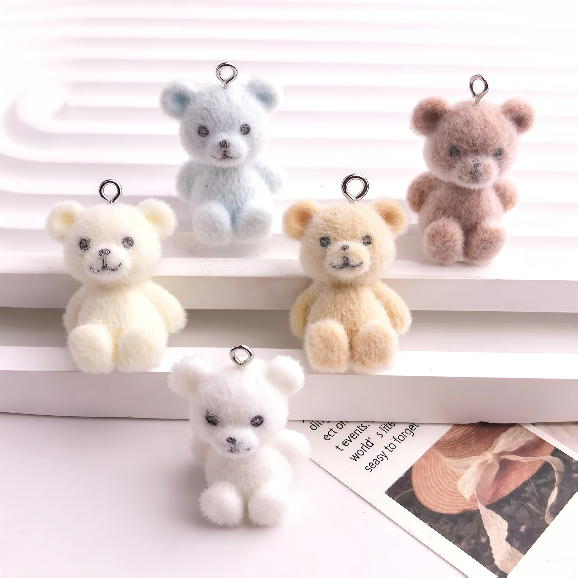 5pcs 3D Flocked Bear Resin Cha - Resin Craft Projects 评论和价格
