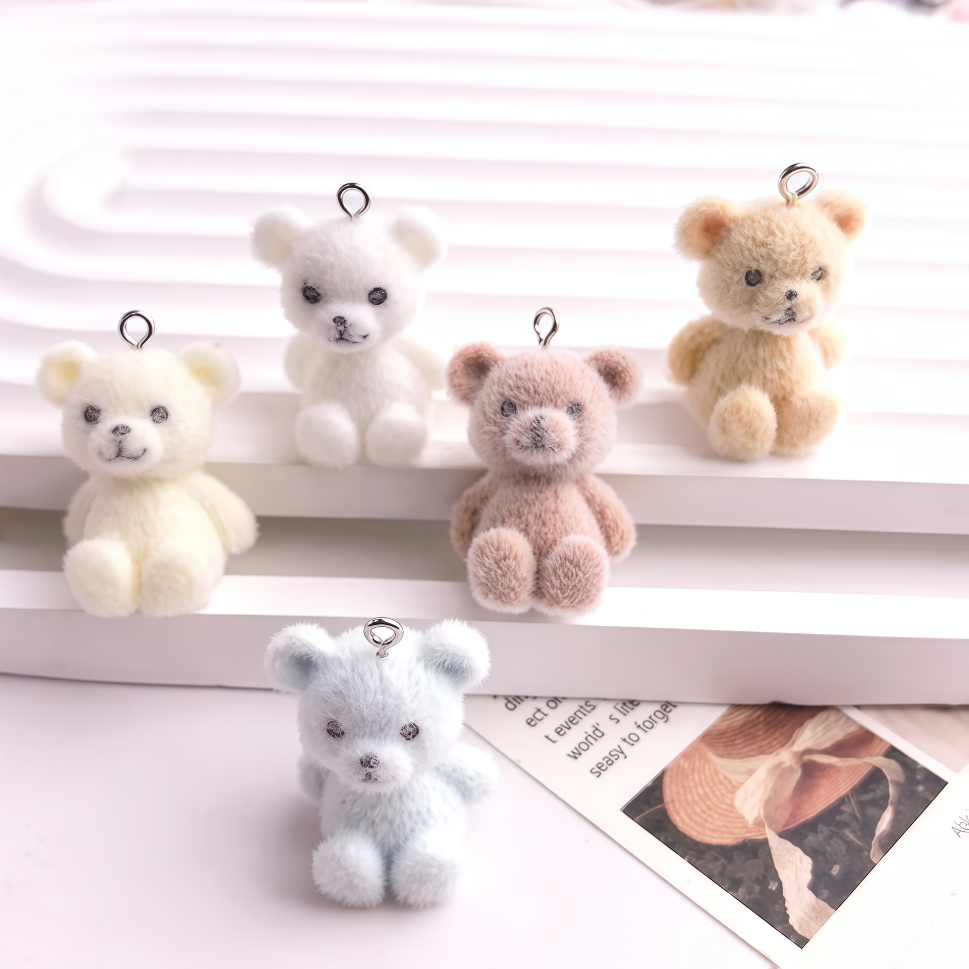 5pcs 3D Flocked Bear Resin Cha - Resin Craft Projects 评论和价格