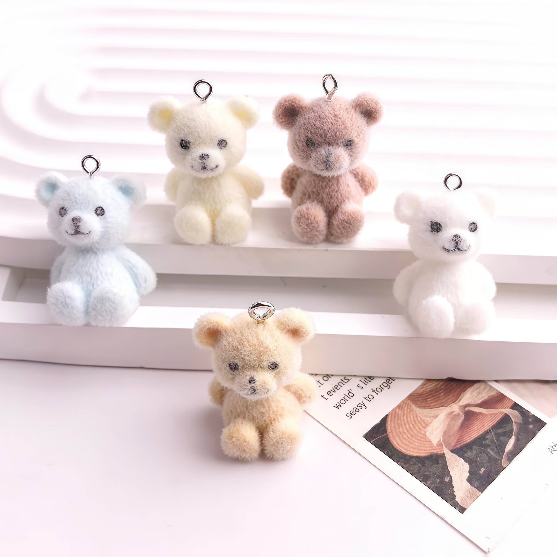 5pcs 3D Flocked Bear Resin Cha - Resin Craft Projects 评论和价格
