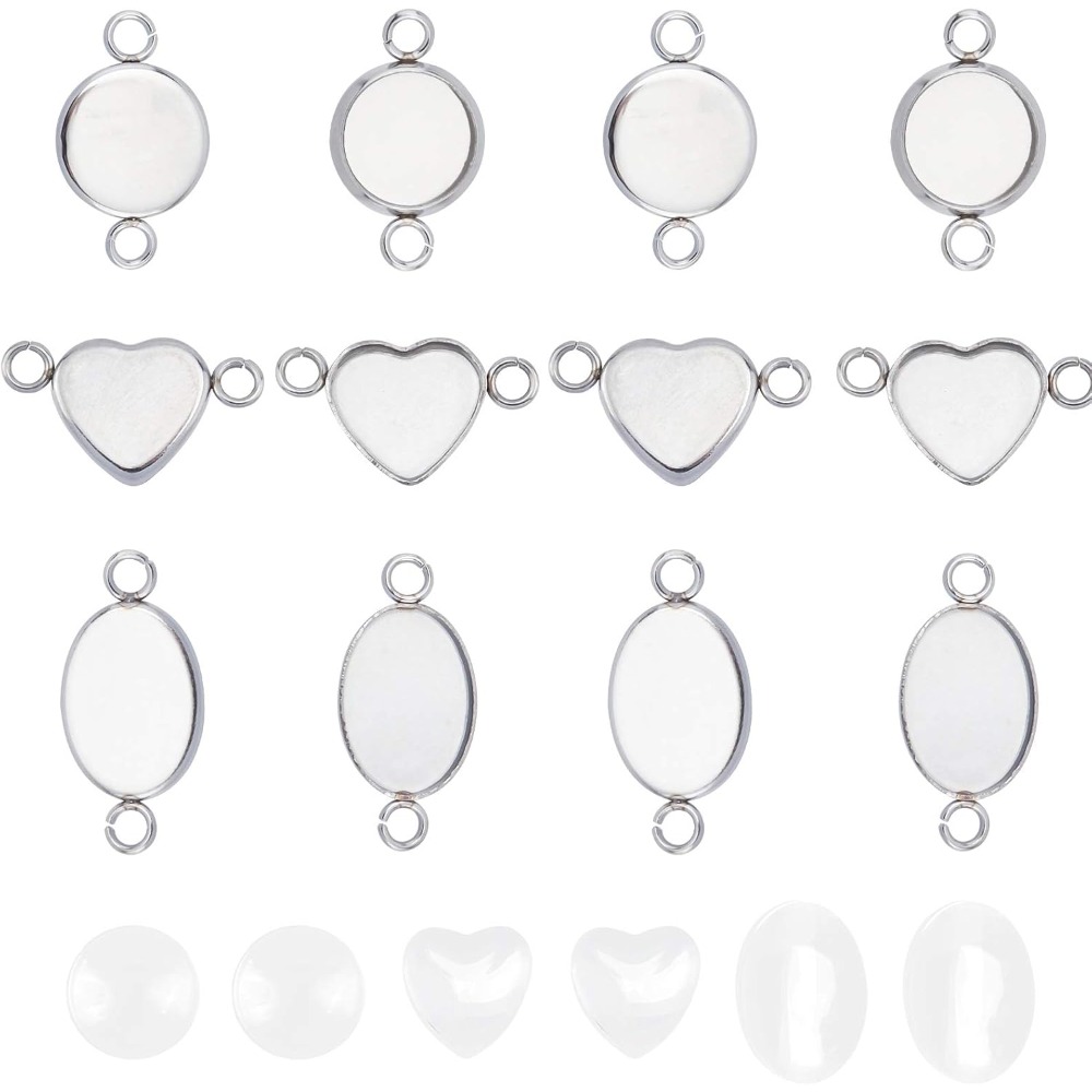 30 Sets Oval/Flat Round/Heart  - Bezels Set Pendant 评论和价格