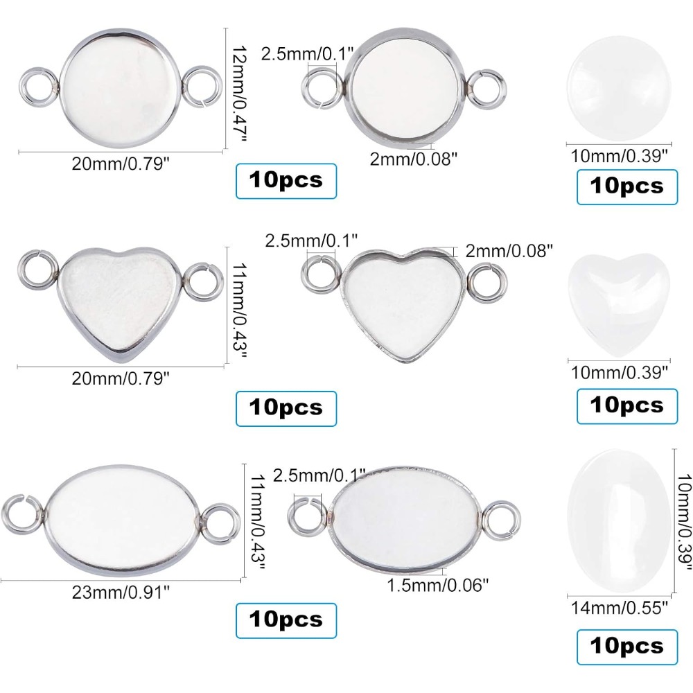 30 Sets Oval/Flat Round/Heart  - Bezels Set Pendant 评论和价格