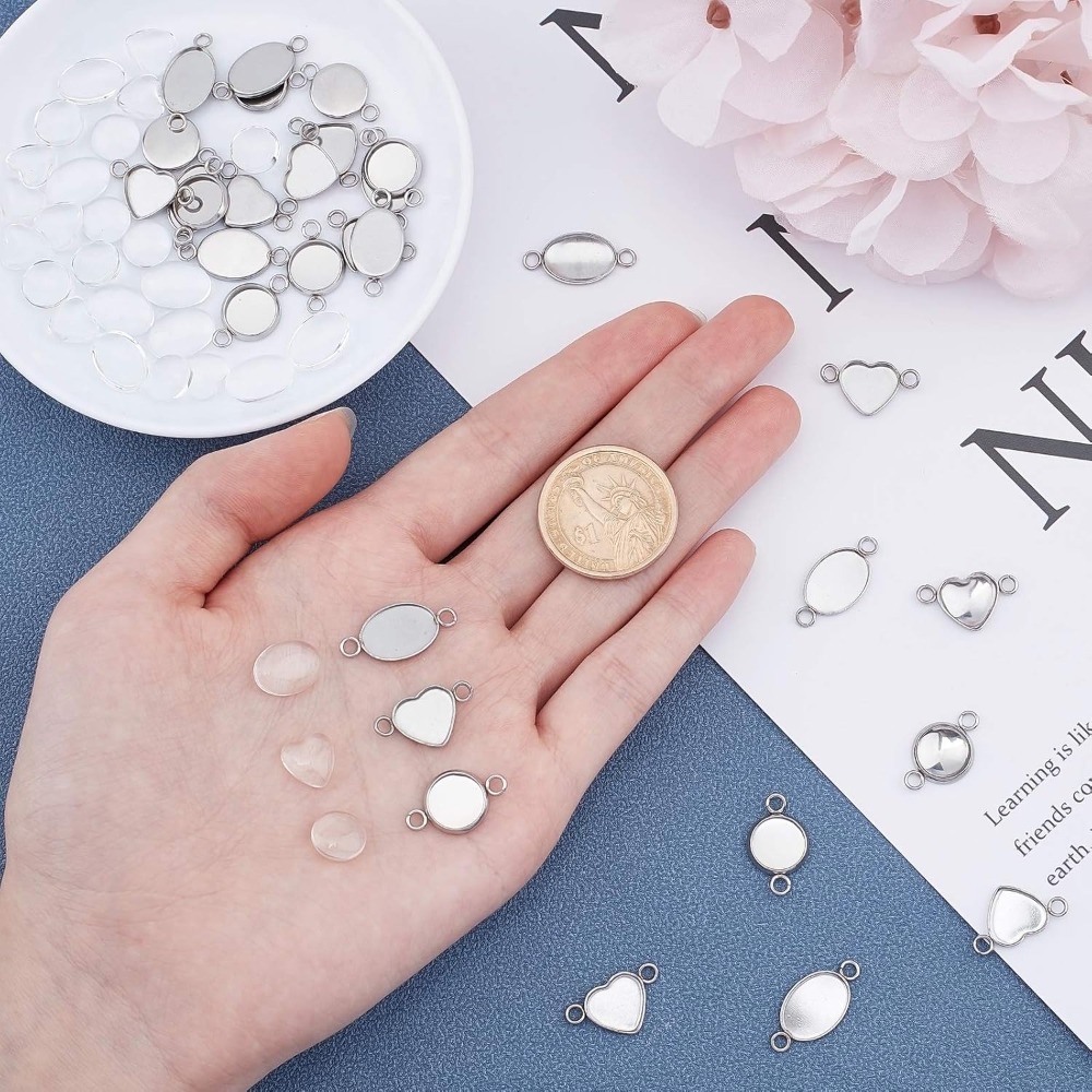 30 Sets Oval/Flat Round/Heart  - Bezels Set Pendant 评论和价格
