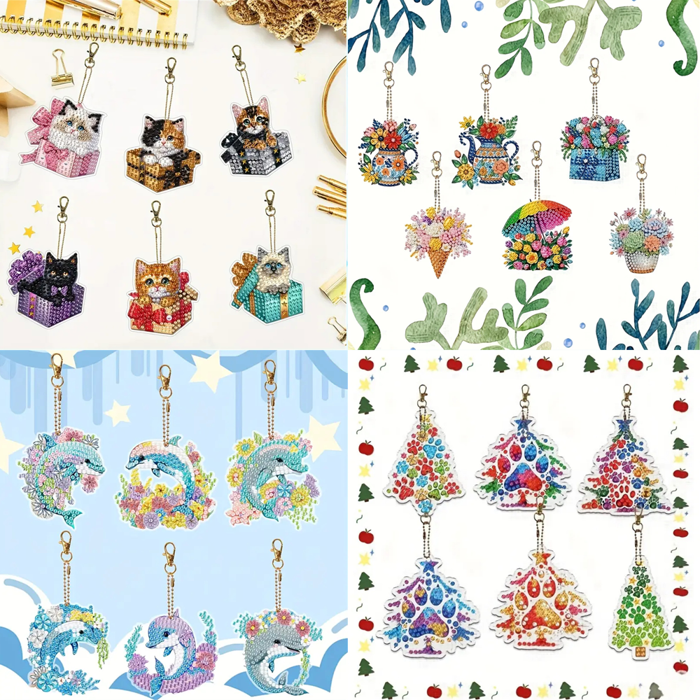 6-piece DIY Diamond Keychain - - Resin Craft Ideas 评论和价格