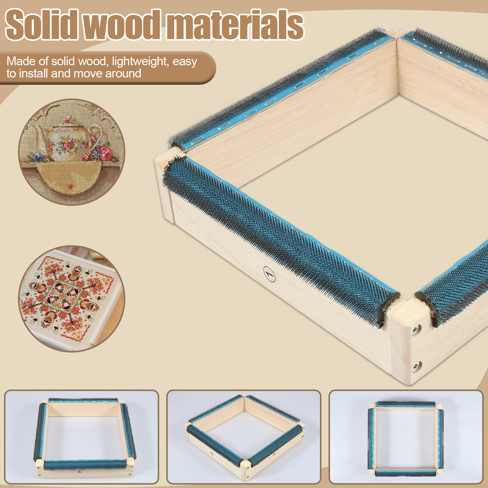 Punch Needle Frame Square Embr - Wood Ring Blank 评论和价格