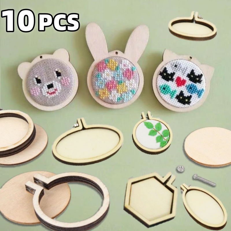 10PCS Mini Embroidery Hoop Woo - Wood Ring Blank 评论和价格