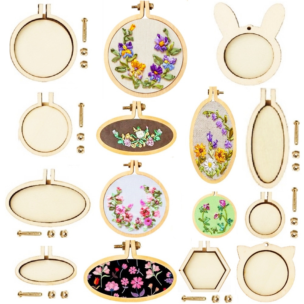 10PCS Mini Embroidery Hoop Woo - Wood Ring Blank 评论和价格