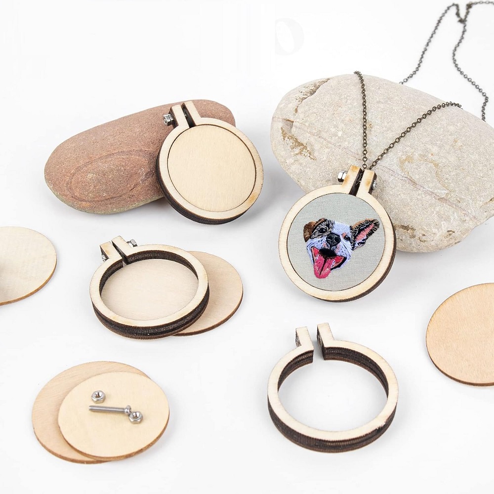 10PCS Mini Embroidery Hoop Woo - Wood Ring Blank 评论和价格