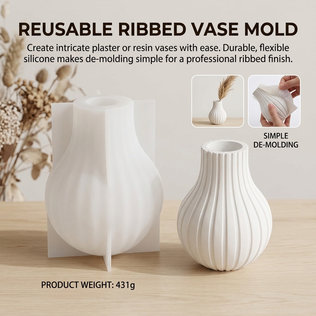 Silicone Vase Mold with Stripe - Resin Craft Ideas 评论和价格