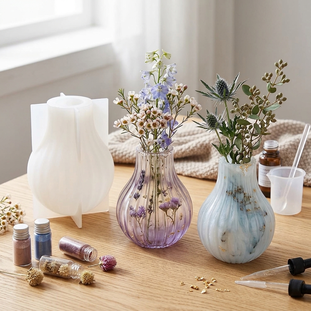 Silicone Vase Mold with Stripe - Resin Craft Ideas 评论和价格
