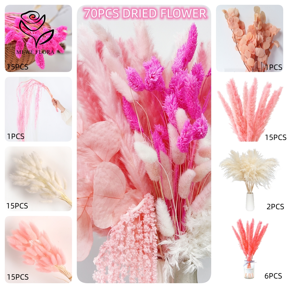 Natural Pampas Pink Dried Flow - Dried Flower Bulk 评论和价格