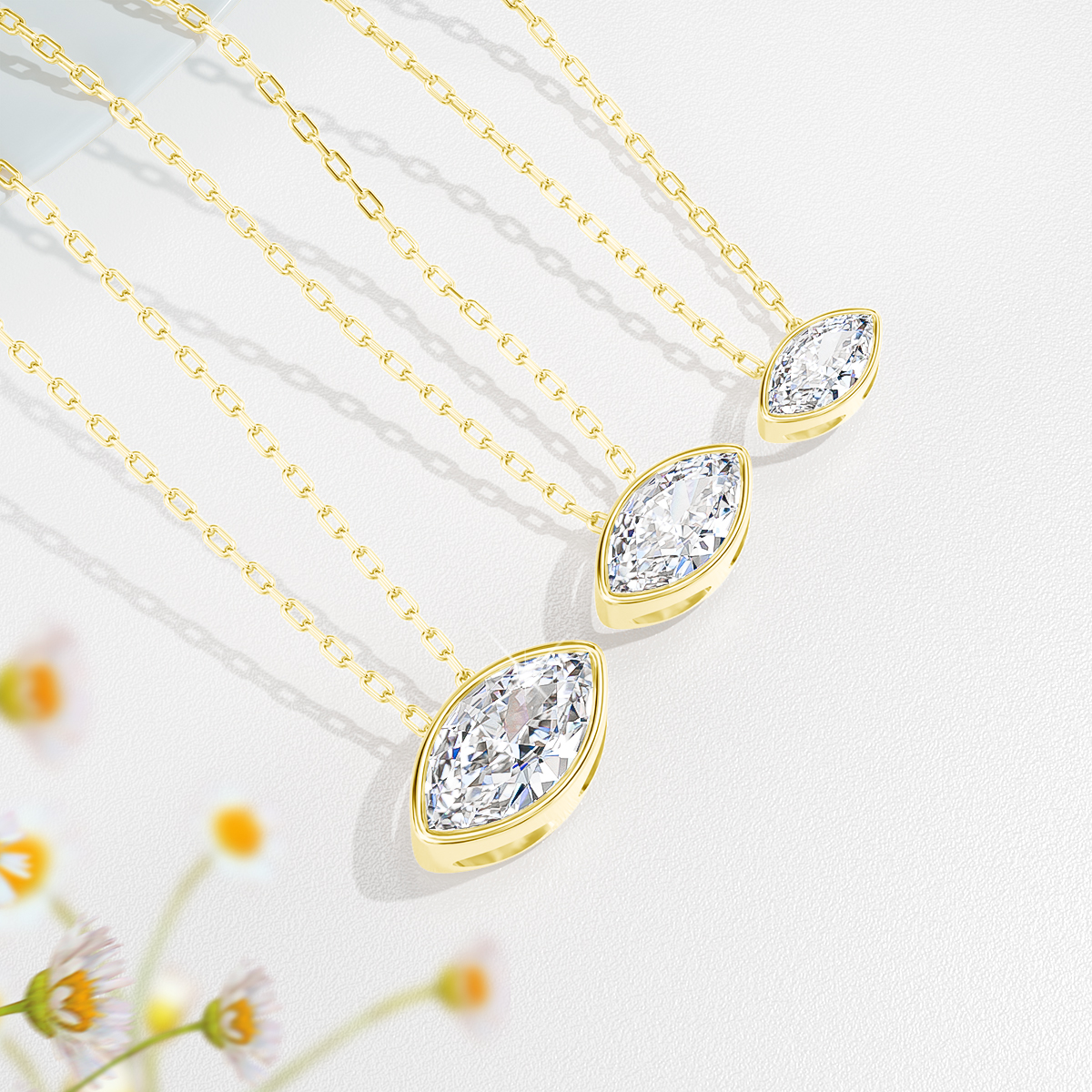 14K Gold Filled Bezel Set Marq - Bezels Set Pendant 评论和价格