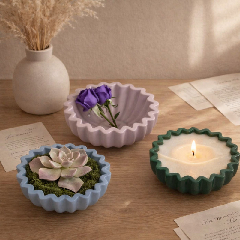 1 Epoxy plaster origami wave e - Coaster Mold Round 评论和价格