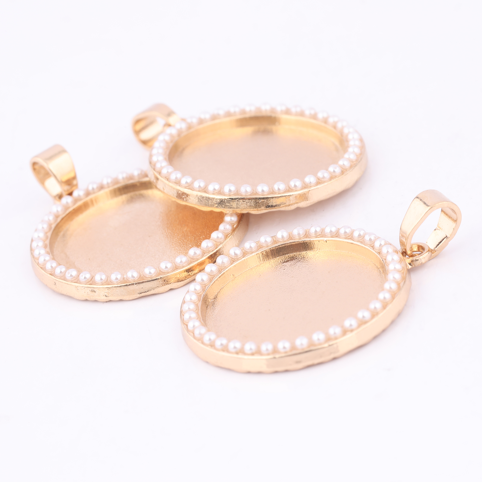 5pcs Kc Gold Pearl Cabochon Ba - Bezels Set Pendant 评论和价格