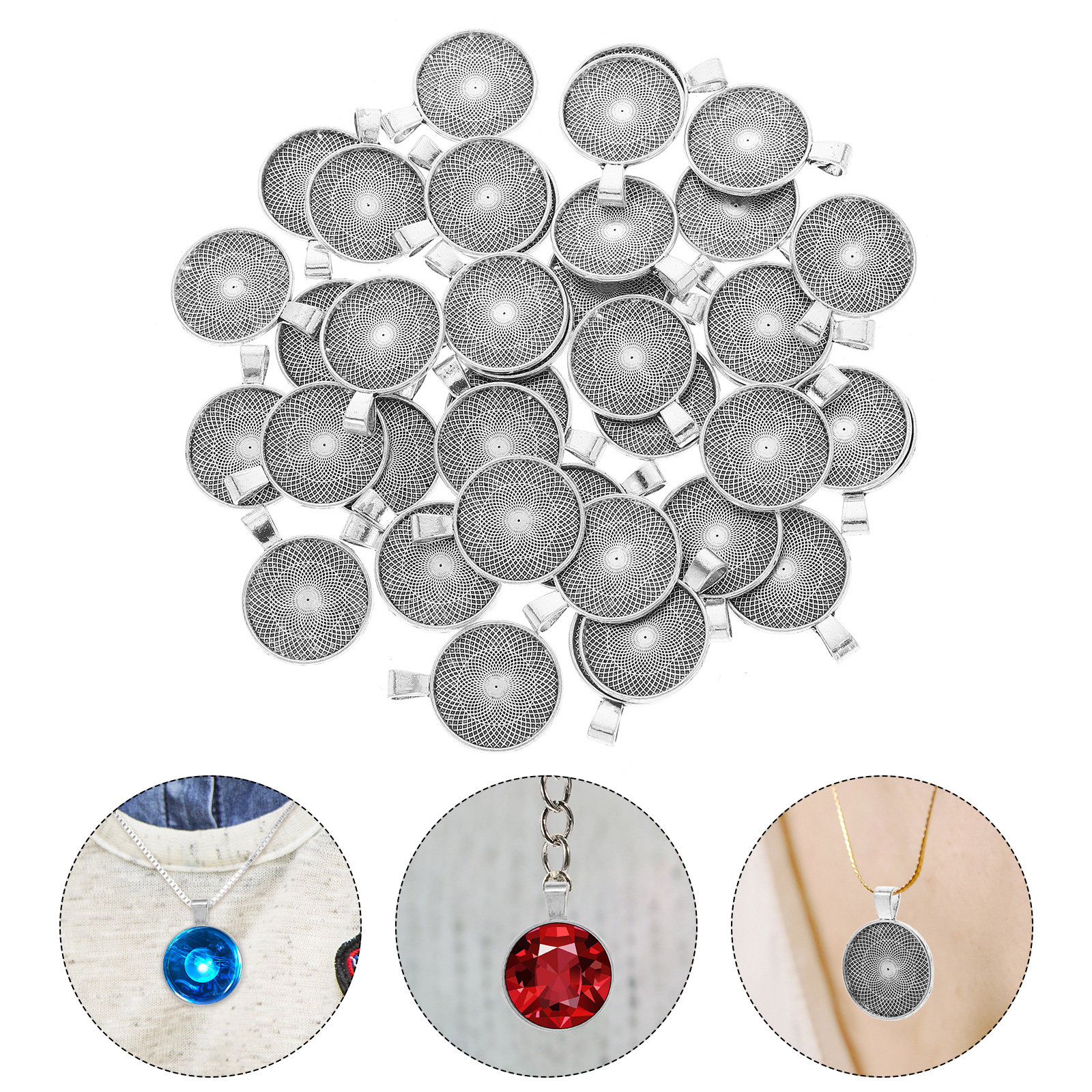 40Pcs Round Pendant Trays Flat - Resin Crafts 评论和价格