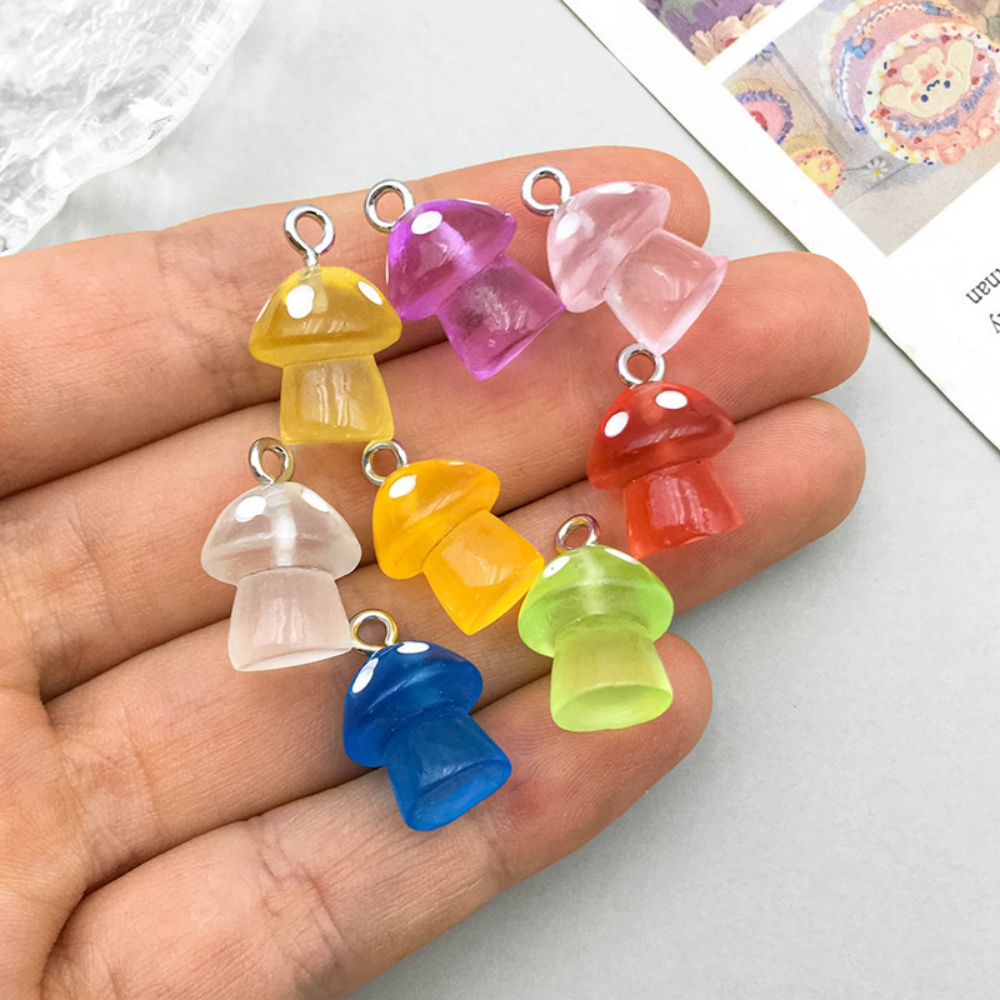 16pcs Luminous Mushroom Charms - Resin Craft Projects 评论和价格