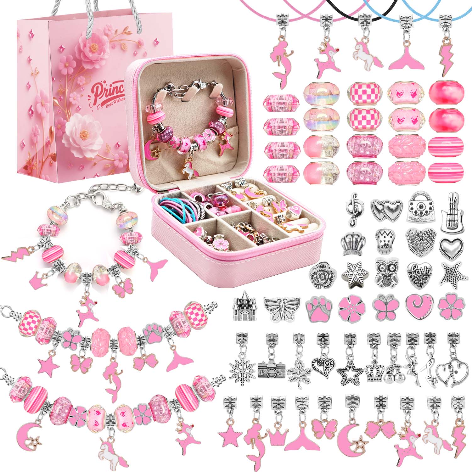 68pcs pink beaded jewelry set, - Resin Craft Projects 评论和价格