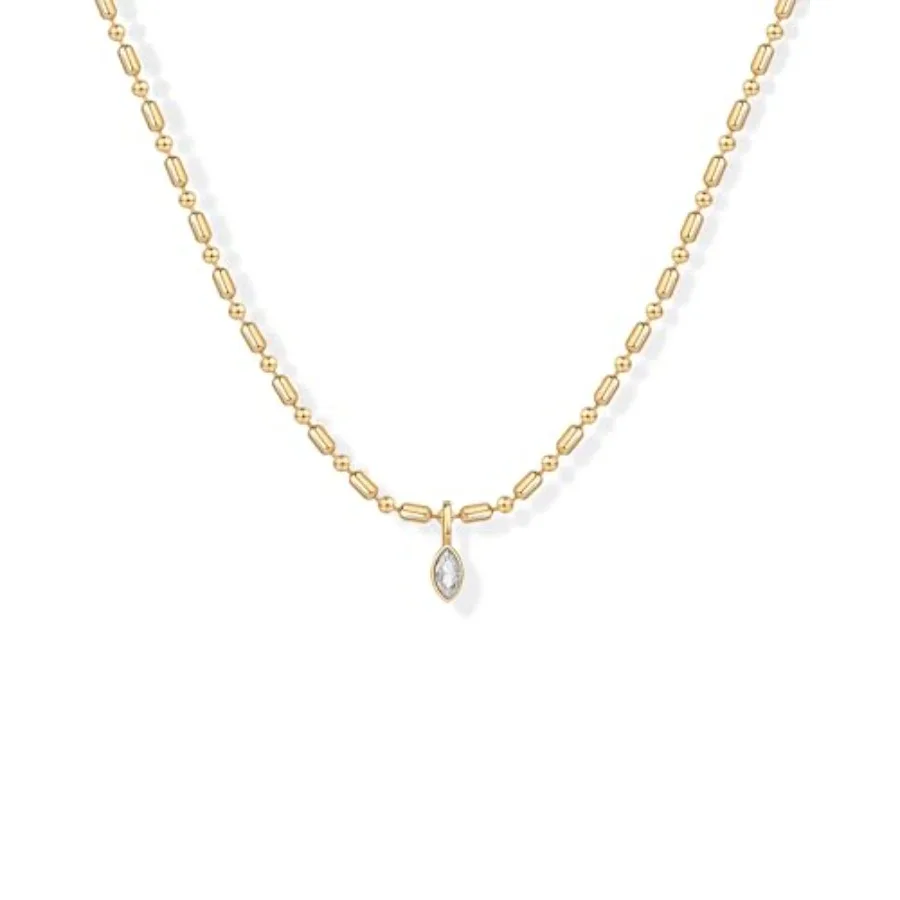14K Gold Plated Dainty Tube Ba - Bezels Set Pendant 评论和价格