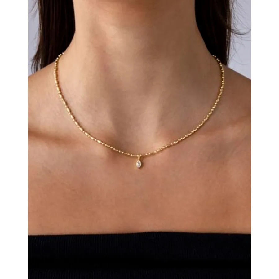 14K Gold Plated Dainty Tube Ba - Bezels Set Pendant 评论和价格