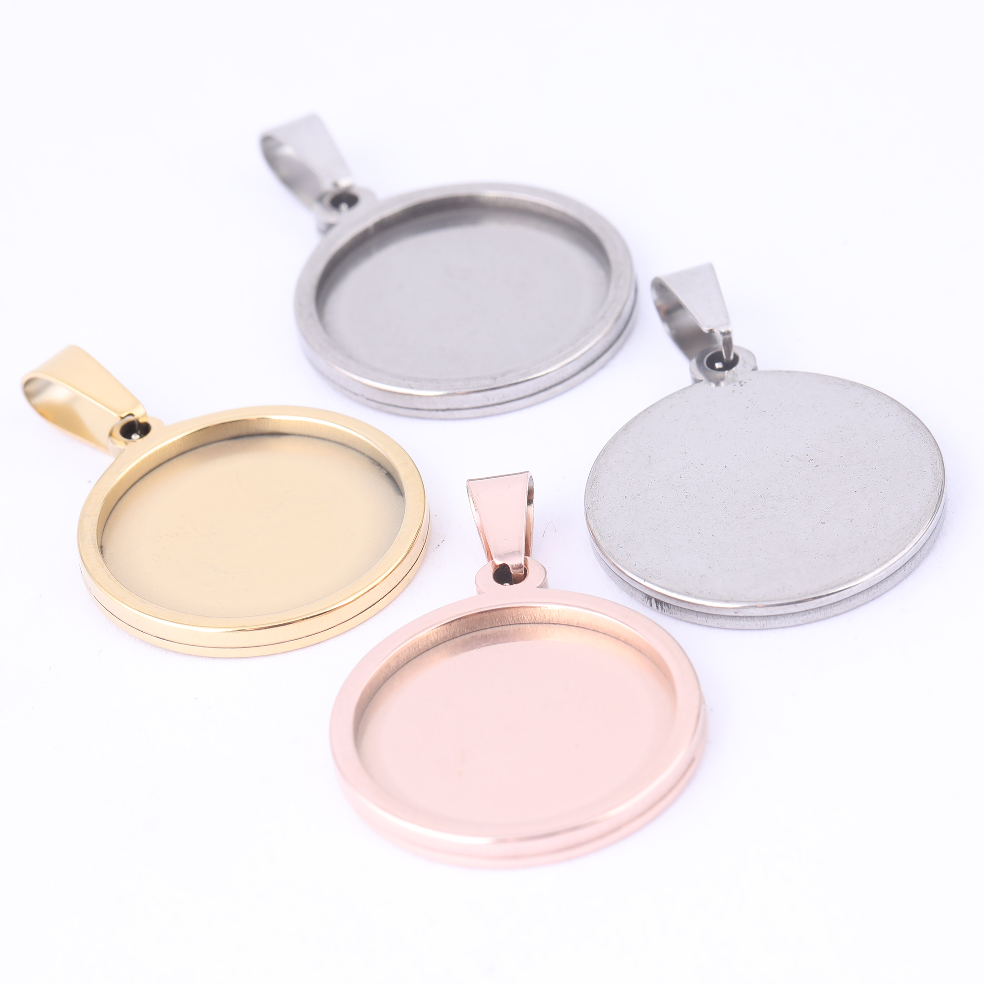 5pcs Stainless Steel 16mm 18mm - Bezels Set Pendant 评论和价格