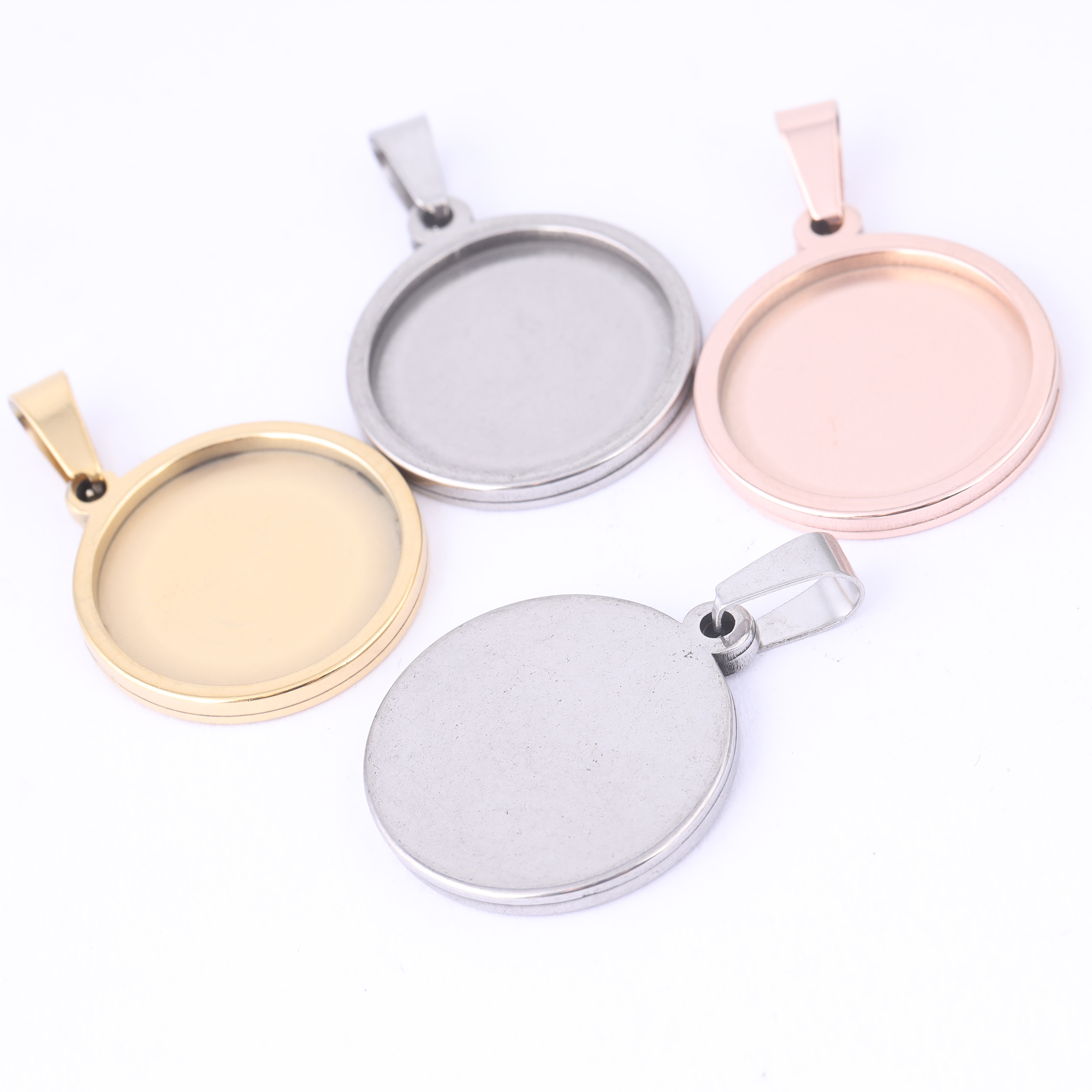 5pcs Stainless Steel 16mm 18mm - Bezels Set Pendant 评论和价格